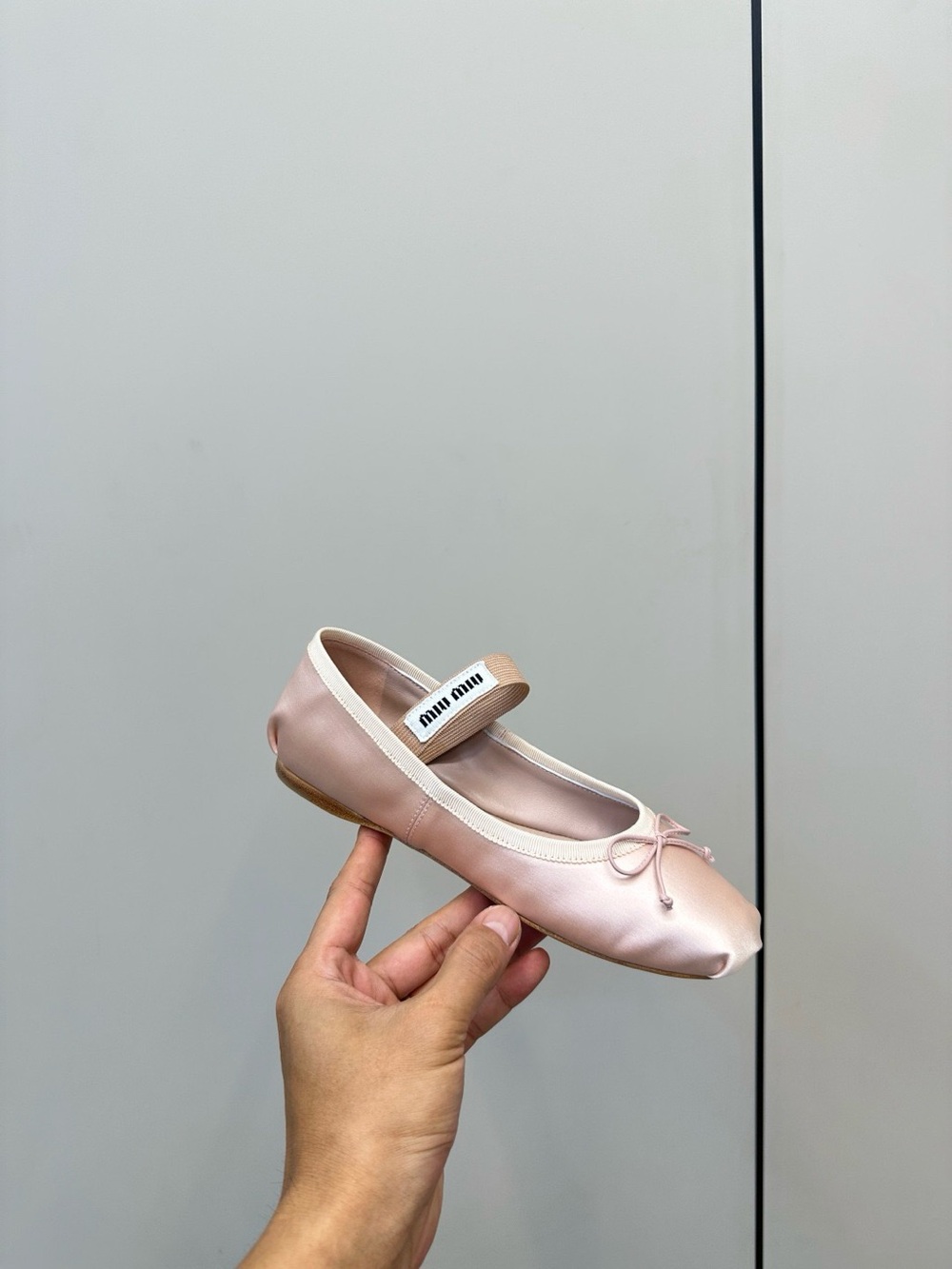 Miu Miu Blush Satin Mary Jane Ballet Flats with Bow - Picture 8 of 8